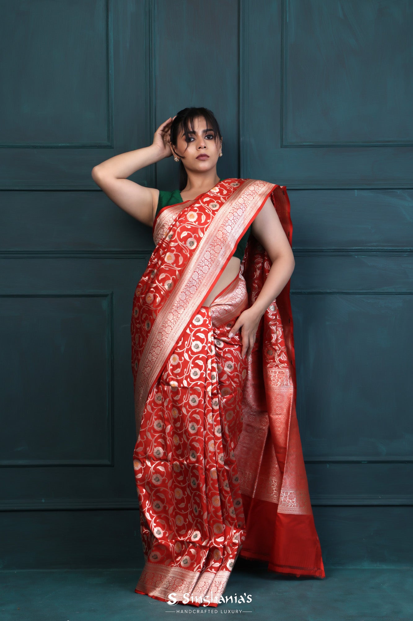 Unleash Your Charisma with our Chilli-Red Poly-Silk Ball Butta North Saree:  🌶️ Vibrant chilli-red hue with captivating ball butta… | Instagram