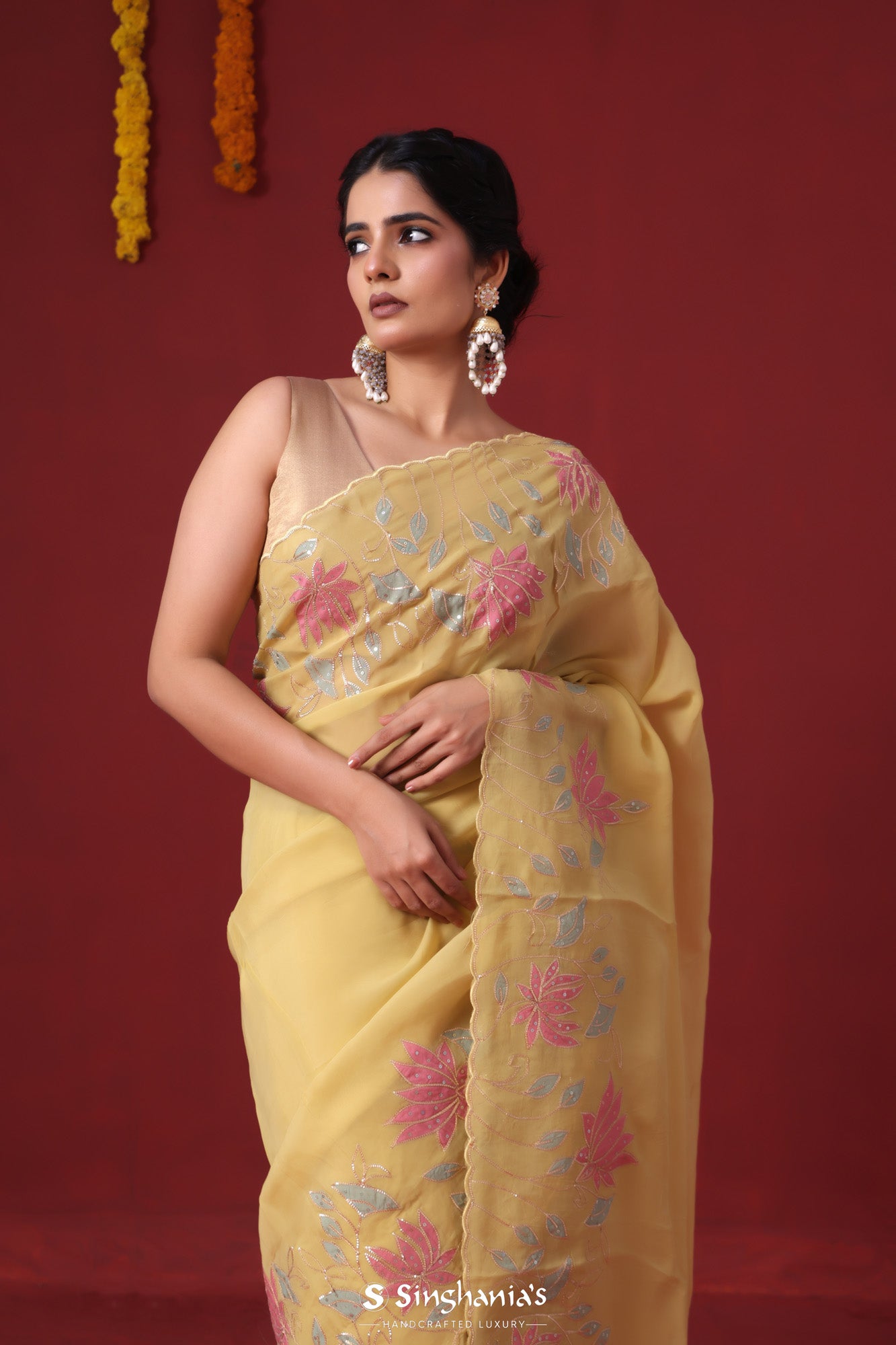 Haldi Belted Layered Saree – Bhumika Sharma