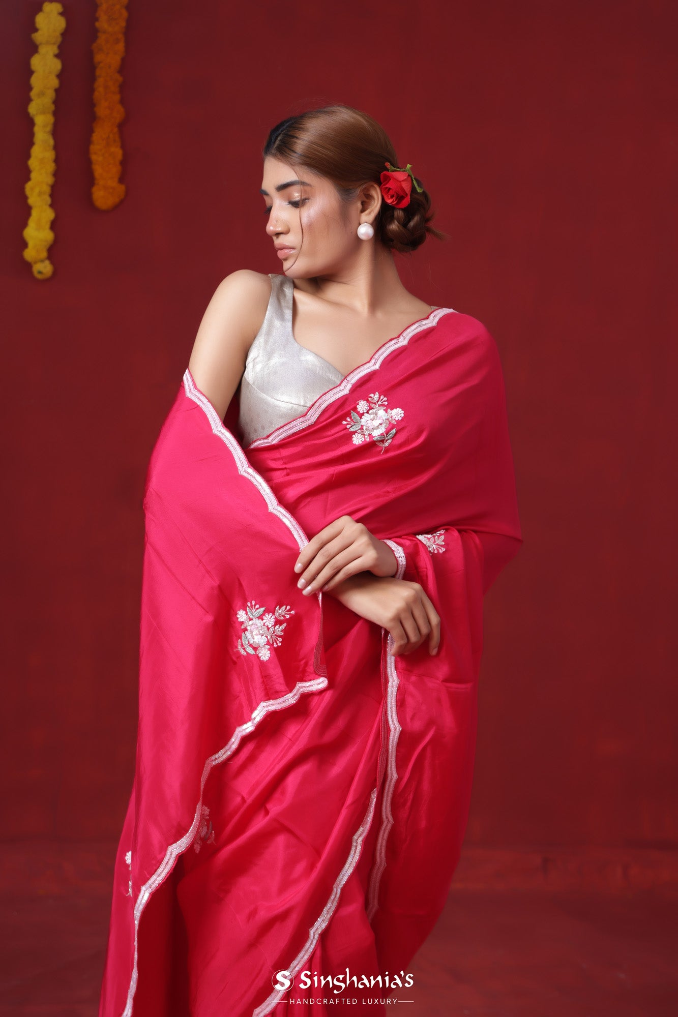 Buy Pastel Pink Copper Zari Motif Silk Saree Online- Iraah