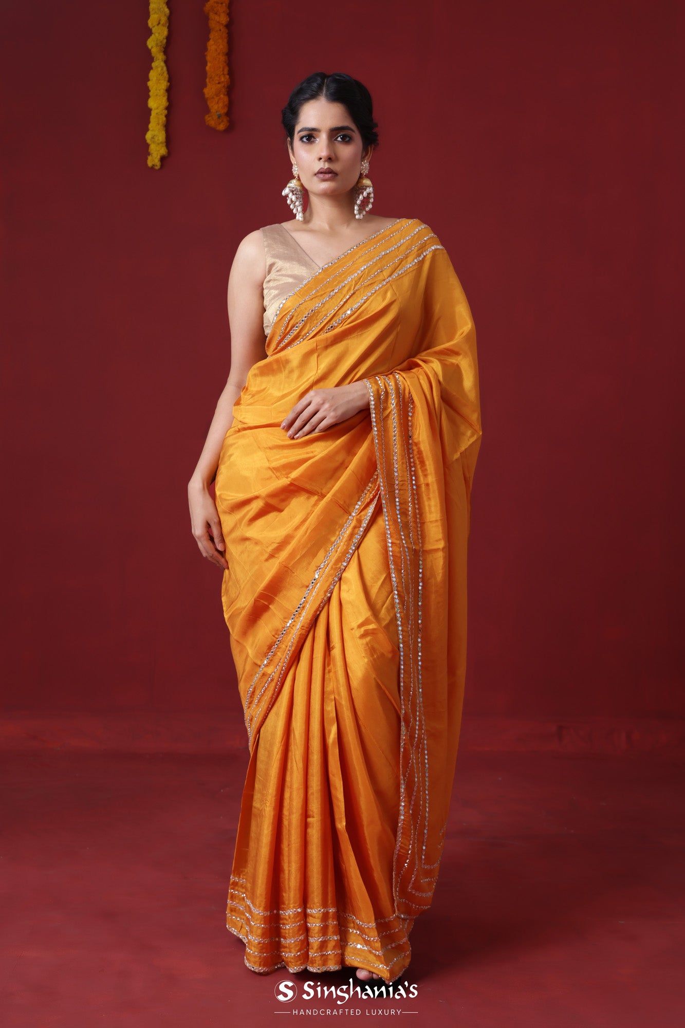 Superb Orange colour Silk Wedding Saree – nandikasarees.co.uk