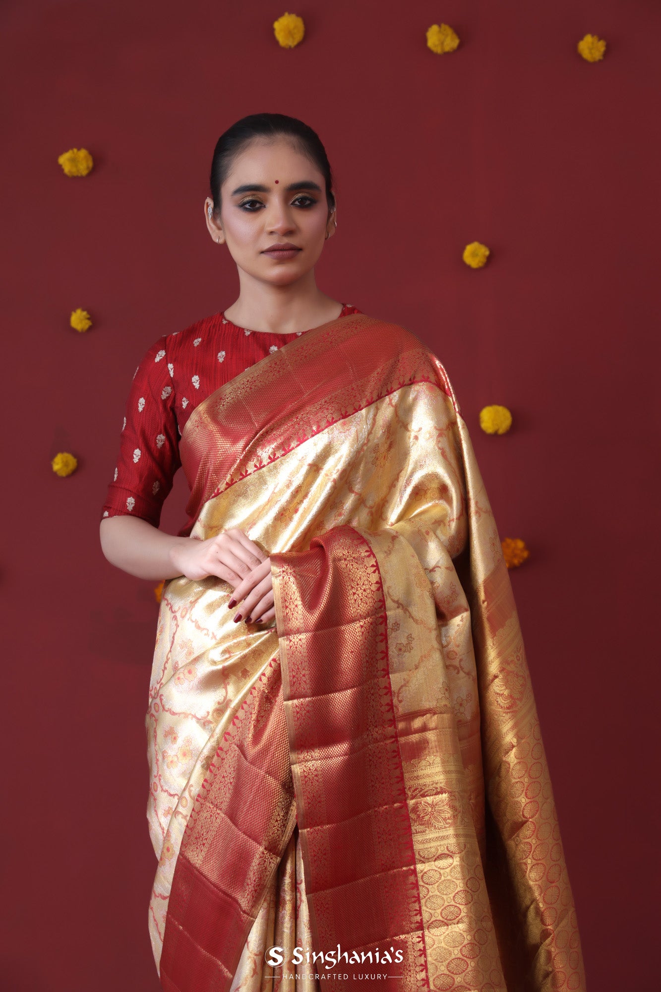 Reception Saree for Bride in Red Color Patola Print