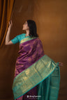Dark Magenta Purple Kanjivaram Silk Saree With Floral Jaal Weaving