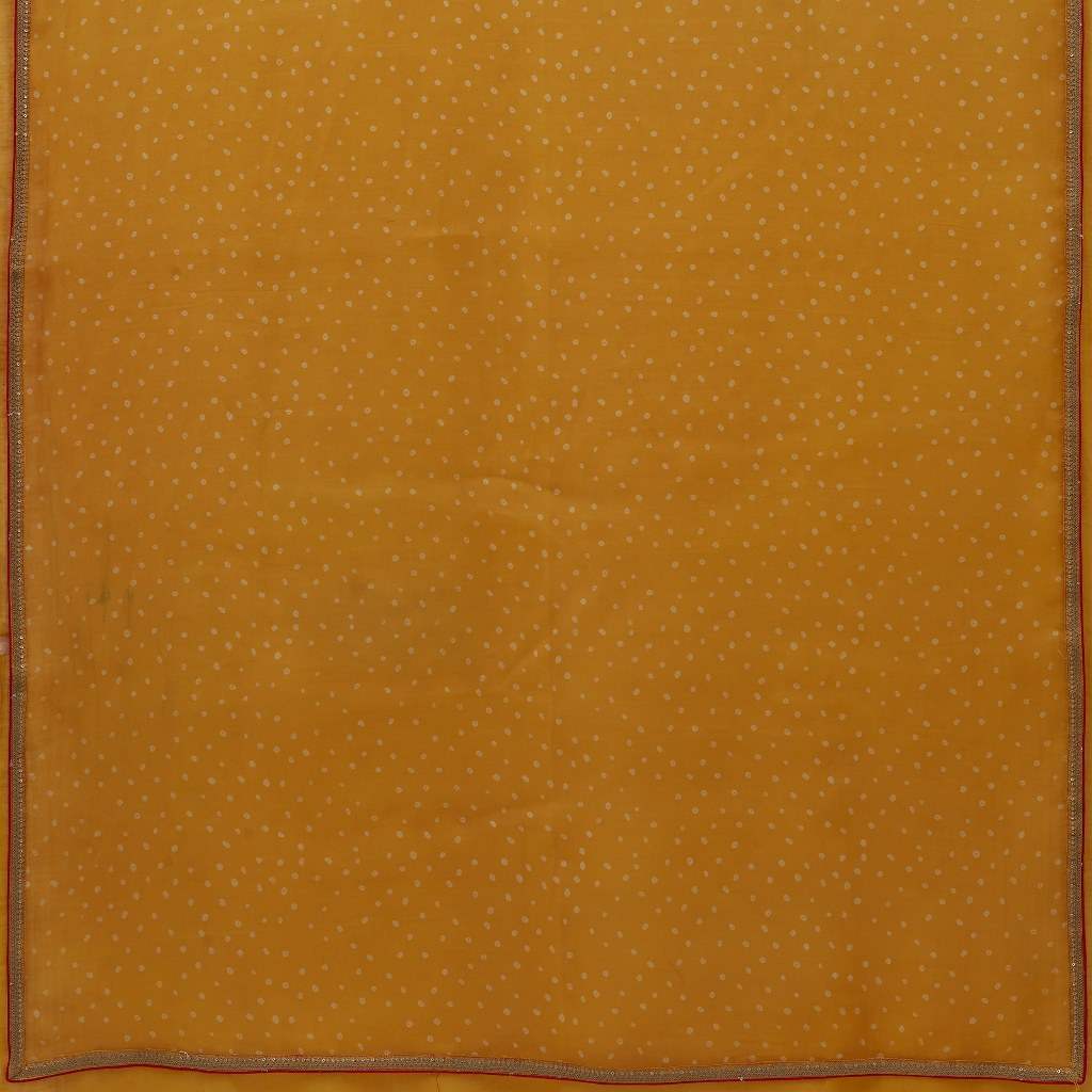 Golden Yellow Organza Bandhini Printed Saree - Singhania's
