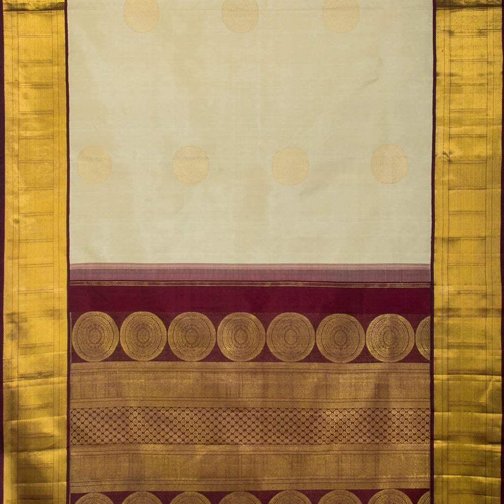 Off-White Korvai Kanjivaram Silk Handloom Saree - Singhania's